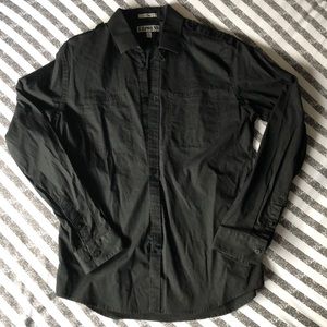Men’s Express 1MX Black Fitted Button Down, L